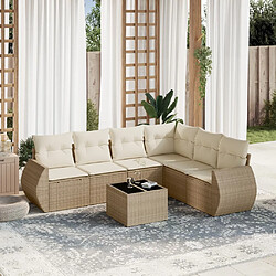 vidaXL Salon de jardin avec coussins 7 pcs beige résine tressée 