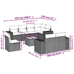 Avis vidaXL Salon de jardin avec coussins 9 pcs beige résine tressée