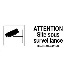 Plaque Attention site sous surveillance NOVAP - 330 x 120 mm - avec picto caméra - 4140858