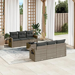 vidaXL Salon de jardin avec coussins 7 pcs gris résine tressée 