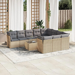 Maison Chic Salon de jardin 11 pcs avec coussins | Ensemble de Table et chaises | Mobilier d'Extérieur beige résine tressée -GKD11145