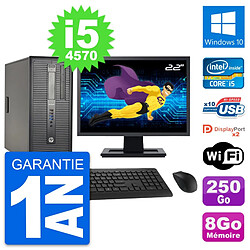 PC Tour HP 600 G1 Ecran 22" Intel i5-4570 RAM 8Go Disque 250Go Windows 10 Wifi · Occasion 