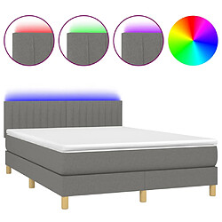 vidaXL Sommier à lattes de lit et matelas et LED Gris foncé 140x190 cm