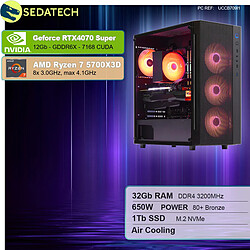 Sedatech PC Gamer • AMD Ryzen 7 5700X3D • RTX4070 Super • 32Go RAM • 1To SSD M.2 • sans OS