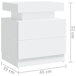 vidaXL Table de chevet Blanc 45x35x52 cm Aggloméré pas cher