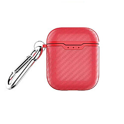 Shot Coque Effet Carbone pour AirPods 1 APPLE Boitier de Charge Silicone Design Housse Protection (ROUGE) 