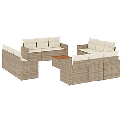 vidaXL Salon de jardin avec coussins 13 pcs beige résine tressée