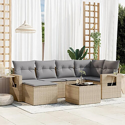 Maison Chic Salon de jardin avec coussins 7 pcs, Ensemble Tables et chaises de jardin, beige résine tressée -GKD848834