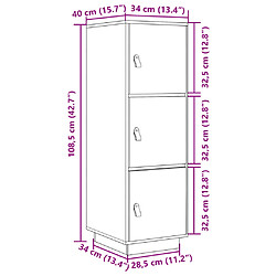 vidaXL Buffet haut Marron miel 34x40x108,5 cm Bois massif de pin pas cher