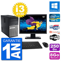 PC Tour Dell 9020 Ecran 19" Intel i3-4130 RAM 8Go Disque 250Go Windows 10 Wifi - Occasion