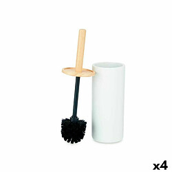 Berilo Brosse de salle de wc Blanc Bois Résine 10,2 x 38 x 10,2 cm (4 Unités) 