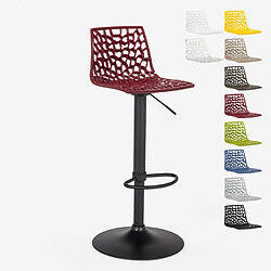 Tabouret Design Cuisine Bar Base Noire Mate Réglable Grand Soleil Spider Matt, Couleur: Bordeaux 