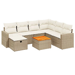 vidaXL Salon de jardin avec coussins 8 pcs beige résine tressée