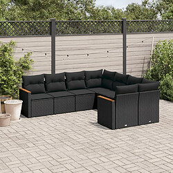 vidaXL Salon de jardin 8 pcs avec coussins noir résine tressée