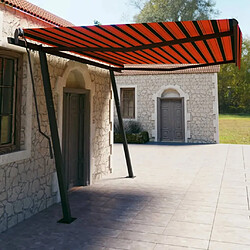 Maison Chic Auvent manuel rétractable,Store manuel de porte avec poteaux 4,5x3 m Orange et marron -GKD69812