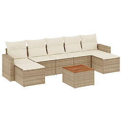 vidaXL Salon de jardin avec coussins 8 pcs beige résine tressée