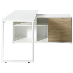 Avis Pegane Bureau en panneau de particules coloris blanc / chêne Kendal - Dim : L146 x H75 x P145 cm