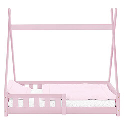 ML-Design Lit d'enfant Tipi avec matelas lit avec protection antichute pin rose 70x140 cm