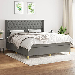 vidaXL Sommier à lattes de lit avec matelas Gris foncé 160x200cm Tissu