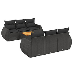 Maison Chic Ensemble Tables et chaises d'extérieur 7pcs avec coussins,Salon de jardin noir résine tressée -GKD378317