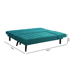 Avis Concept Usine Canapé d'angle convertible 4 places en tissu bleu canard TIM