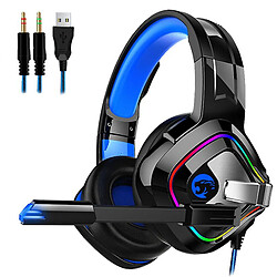 Universal Casque de jeu 3,5 mm pour Nintendo Switch PC portable PS5 (bleu et RGB) 