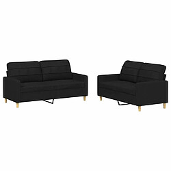 Maison Chic Ensemble de canapés 2 pcs avec coussins, Canapé droit Sofa pour Salon Noir Tissu -GKD332281