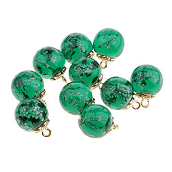 10pcs fleur séchée boule de verre pendentif bricolage boucle d'oreille Dangle Craft vert foncé pas cher