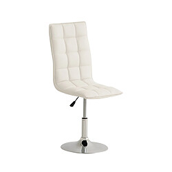 Decoshop26 Chaise de salle à manger hauteur réglable en PVC blanc avec pied trompette métal chromé 10_0002088