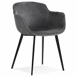 Paris Prix Fauteuil Design en Velours Javier 80cm Gris