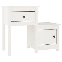 Maison Chic Table de chevet,Table de Nuit,Meuble de Rangement Blanc 79,5x38x65,5 cm Bois de pin massif