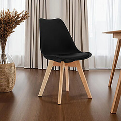 Mes Lot de 4 chaises tulipe style scandinave PU noir - SCANDI 