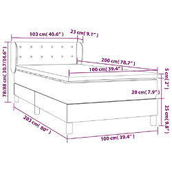 vidaXL Sommier à lattes de lit et matelas Gris clair 100x200cm Velours pas cher