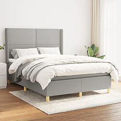 vidaXL Sommier à lattes de lit avec matelas Gris clair 140x200cm Tissu