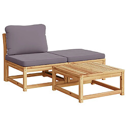 Avis vidaXL Salon de jardin avec coussins 5 pcs Bois d'acacia solide