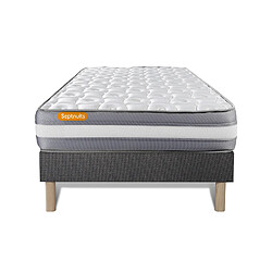 Septnuits Ensemble Memo Plus 90 x 200 cm Matelas + sommier gris 90x200 Memo Plus Mémoire de forme 3 zones