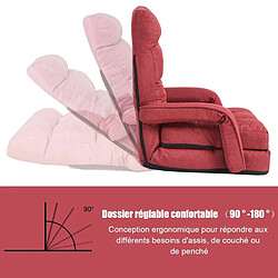 Acheter Decoshop26 Fauteuil convertible chauffeuse convertible 1 place en tissu avec oreiller 5 positions rouge 20_0000628