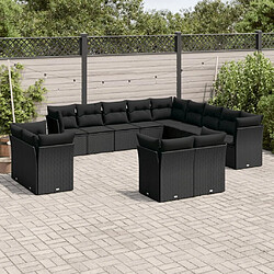 Maison Chic Salon de jardin avec coussins 13 pcs | Ensemble de Table et chaises | Mobilier d'Extérieur noir résine tressée -GKD51340