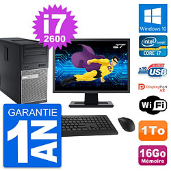 PC Tour Dell 9010 Ecran 27" Intel i7-2600 RAM 16Go Disque 1To Windows 10 Wifi - Occasion