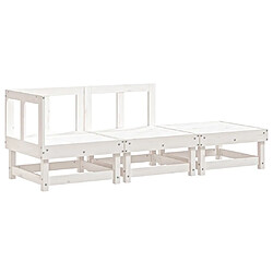 vidaXL Salon de jardin 3 pcs blanc bois massif de pin