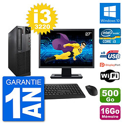 PC Lenovo M92p SFF Ecran 27" Intel i3-3220 RAM 16Go Disque 500Go Windows 10 Wifi · Occasion 