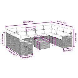 Acheter vidaXL Salon de jardin avec coussins 10 pcs beige résine tressée