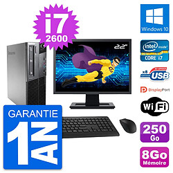 PC Lenovo M81 SFF Ecran 22" Intel i7-2600 RAM 8Go Disque 250Go Windows 10 Wifi · Occasion 