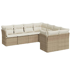 vidaXL Salon de jardin avec coussins 8 pcs beige résine tressée