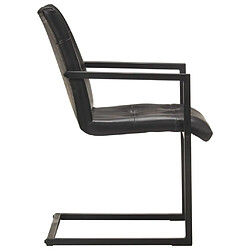 Acheter Maison Chic Lot de 2 Chaises à manger cantilever,Chaises à dîner noir cuir véritable -MN59914