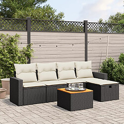 vidaXL Salon de jardin 6 pcs avec coussins noir résine tressée 