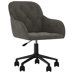 Maison Chic Chaise Gaming | Chaise pivotante de bureau Ergonomique Fauteuil Gris foncé Velours -GKD48717