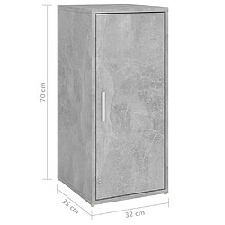 vidaXL Armoire à chaussures Gris béton 32x35x70 cm Bois d’ingénierie pas cher