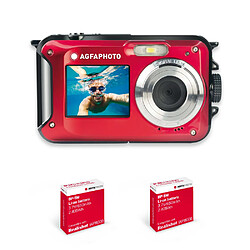 Agfa Photo Realishot WP8000 - Appareil Photo Numérique Compact étanche - 2 Batteries + Dragonne Flottante Incluse- Rouge - Rouge 