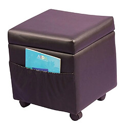 Decoshop26 Tabouret / pouf avec espace de rangement sur roulettes noir BAN05027